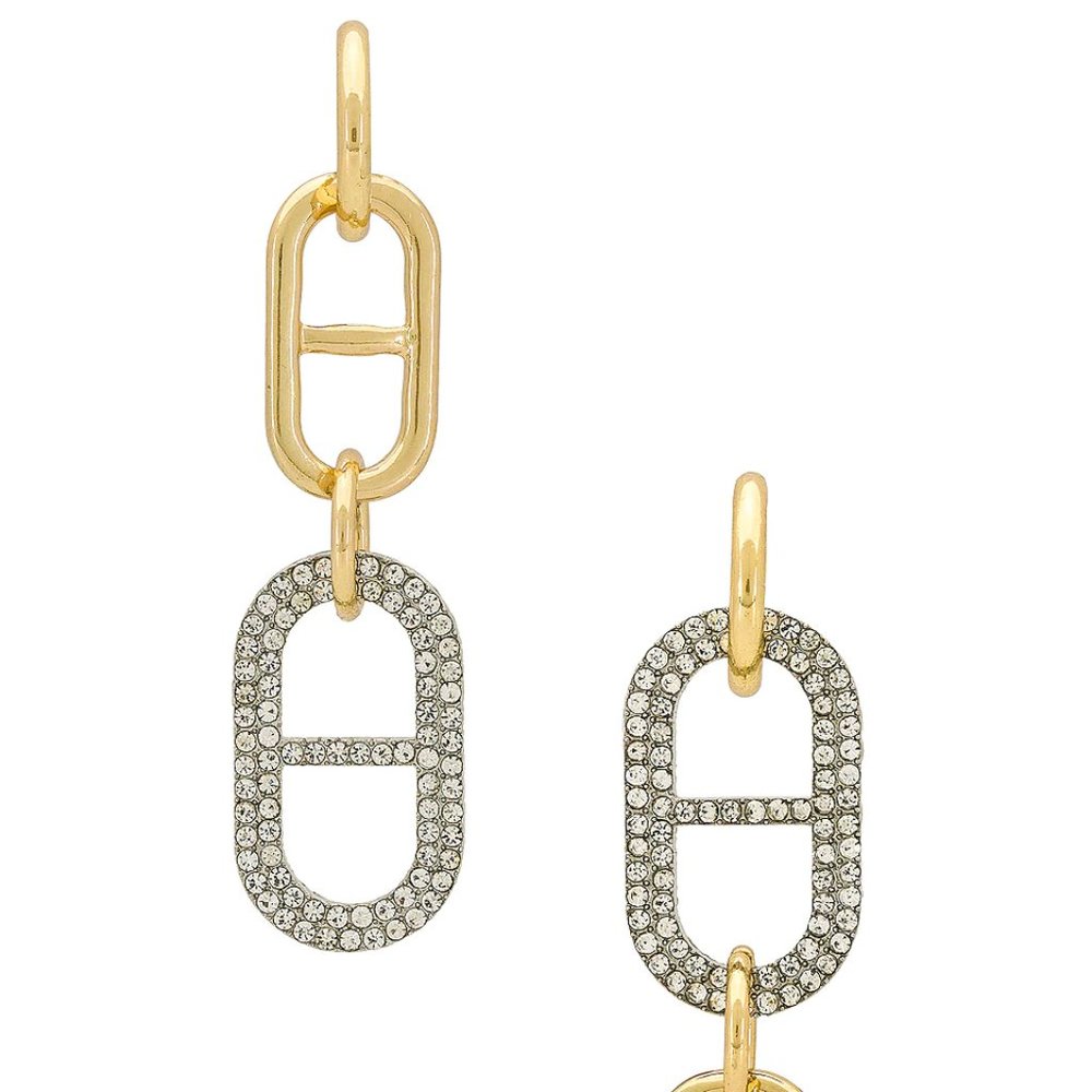 NEW EMMA PILLS Xtra Pill Earrings in Gold Silver Chain Link Hanging
